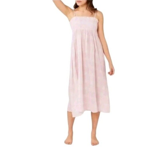 Solid & Striped The Willow Linen-Blend Midi Dress Women's Small Checker Sundress - Picture 3 of 9